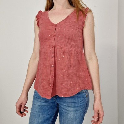 Vertbaudet Top Bluse Gr 34 100% Baumwolle Pink Glitzer