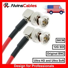 CANARE 12G SDI Right Angle BNC Male UHD Coax.Cable for 4K Video Camera Red 50cm