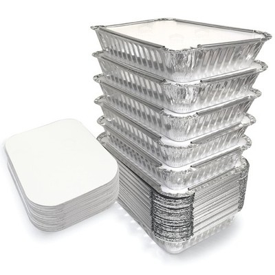 Spare Essentials 55 Pack  2.25 LB To Go Aluminum Containers with Lids  Heat P...