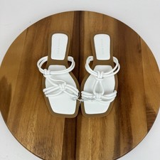 New NWOB Womens Azalea Wang Stetson White Casual Leather Slides Sandals Size 8