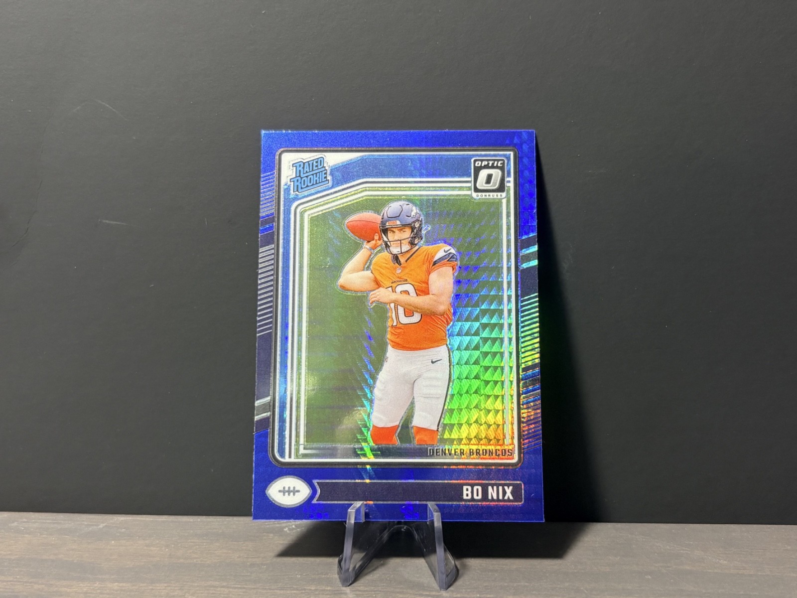 2024 Panini Donruss Optic Rated Rookie Bo Nix #209 Blue Hyper Prizm (RC) Broncos