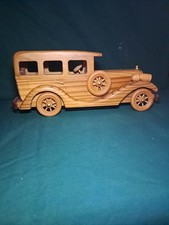 Vintage 30's Rolls Royce Wooden Car Model Replica 12" Long Functioning Wheels