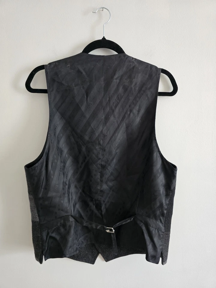 Colete de lã vintage Dolce & Gabbana patchwork masculino MÉDIO 52 - Imagem 3 de 4