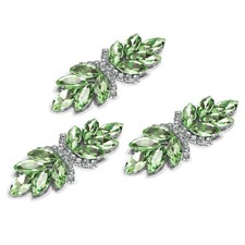 3Pcs Rhinestone Applique, Rhinestone Flower Sew on Sewing, Green