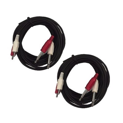 Cable Up CU/AD305 16' Dual 1/4'' TS Male to Dual RCA Male Audio Cable (2-Pack)