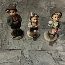 Ceramic Hand Painted Glazed Boy Figurines Set of 3 Globe Trotter Brother