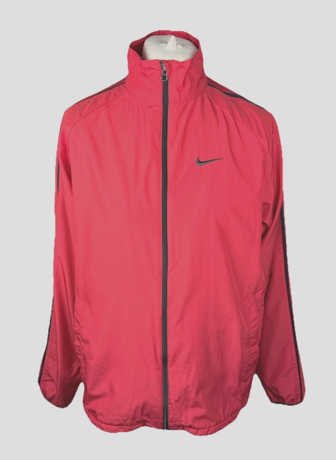 Nike Windbreaker Jacket Mens Large Red Lightweight Full Zip Training