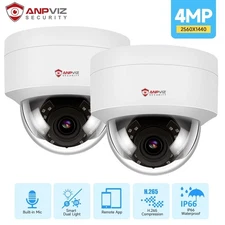 Anpviz 2PCS 4MP PoE Security Camera Dome Outdoor Metal IP66 ONVIF Wide Angle