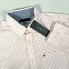 New Mens Tommy Hilfiger Button Down Shirt Performance Size Medium Pink Check NWT