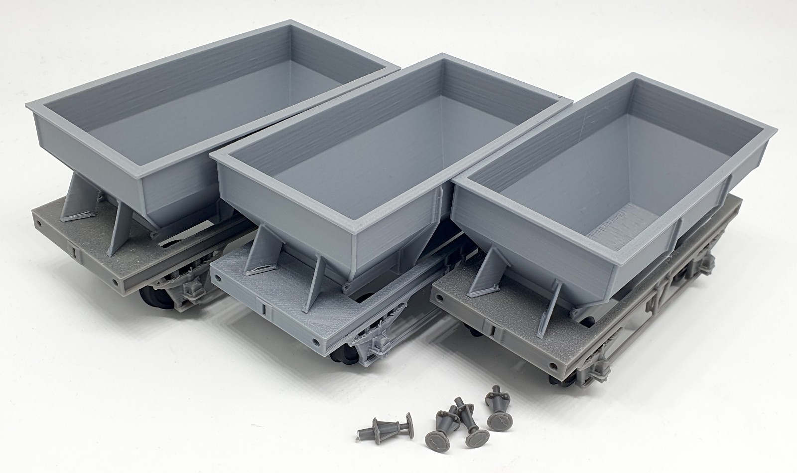 Rake of 3x O Gauge LMS 20T Hopper Wagon Mineral Truck Kit *WHEELS INCLUDED*