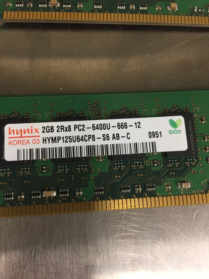 2x Hynix 2GB DDR2 PC2-6400U 800MHz Desktop RAM HYMP125U64CP8-S6 AB-C - Image 2 of 3