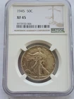 1945 Walking Liberty Silver Half Dollar, NGC XF45 Free Shipping