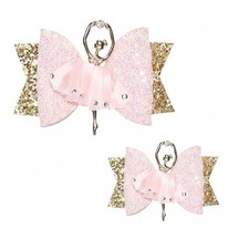 2 PCS Pink Glitter Rhinestone Sequin Ballet Dance Cheer Hair Bows Clips