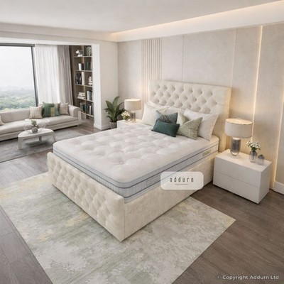 Ottomane Aufbewahrung Modern Samt Panel Bettrahmen Double King Super King 3 Fuß - 6 Fuß