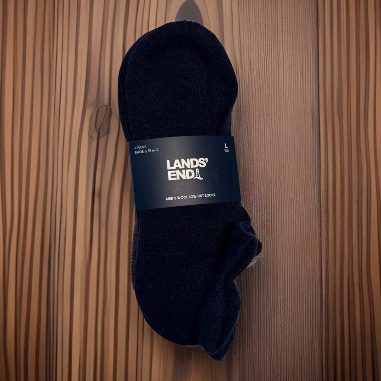 Lands' End Wool Blend Low Cut Socks 4 Pair Mens L 6-12 Multicolor