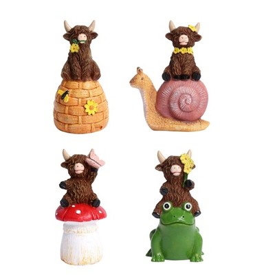 Resin Highlands Cow Decoration for Spring Celebration Home and Office Use