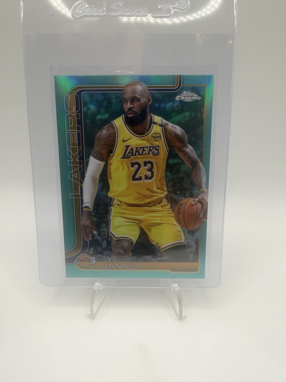 2025-26 Topps Chrome LeBron James #127 Aqua Refractor 23/199 Jersey Match