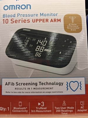 #ad Omron 10 Series Upper Arm Blood Pressure Monitor Bluetooth AFib TruRead 2 User $59.00