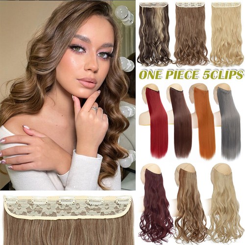 Natural THICK Clip in Hair Extensions Wavy 3/4 Full Head One Piece Long AS Human - Picture 16 of 121