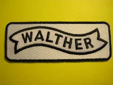 WALTHER FIREARMS VEST PATCH BLK ON WHT HOOK BACK 1.50 X 4 IN RECTANGLE GUN PATCH