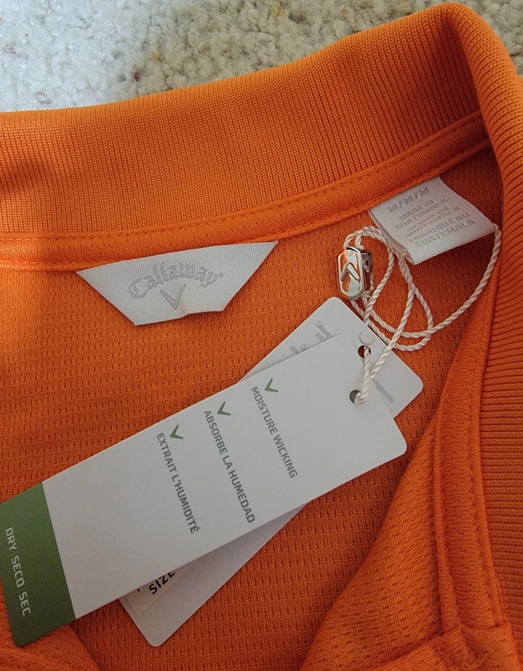 Camisa polo atlética de golf Callaway para mujer talla M cuello naranja con botones de cuarto Foto 2 de 4