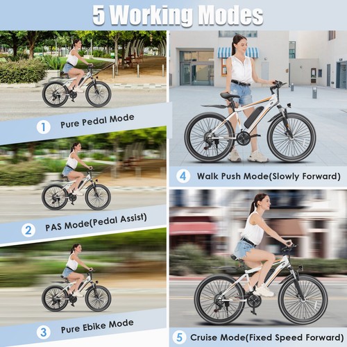 500W Electric Bike for SALE,26'' Mountain Bike 21Speed Commuter Ebike 48V Motor^ - Picture 39 of 54