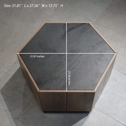 31.8" Rustic Coffee Table with 2 Drawers Modern Center Table For Living Room us - Picture 3 of 7
