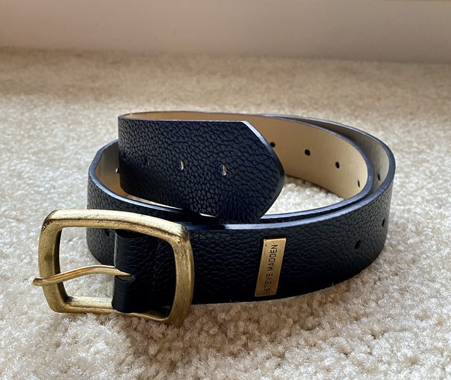 *New* STEVE MADDEN Black Buckle Leather Belt Men’s 30 Inch eBay