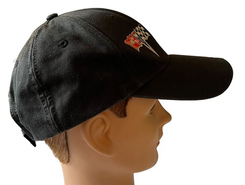 Chevy Chevrolet Corvette Cars Racing Flags Logo Hat Stripes Black & Red - 第 9/12 張圖片