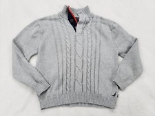 Nautica Sweater Boys L Gray Cable Knit 1/4 Bu...