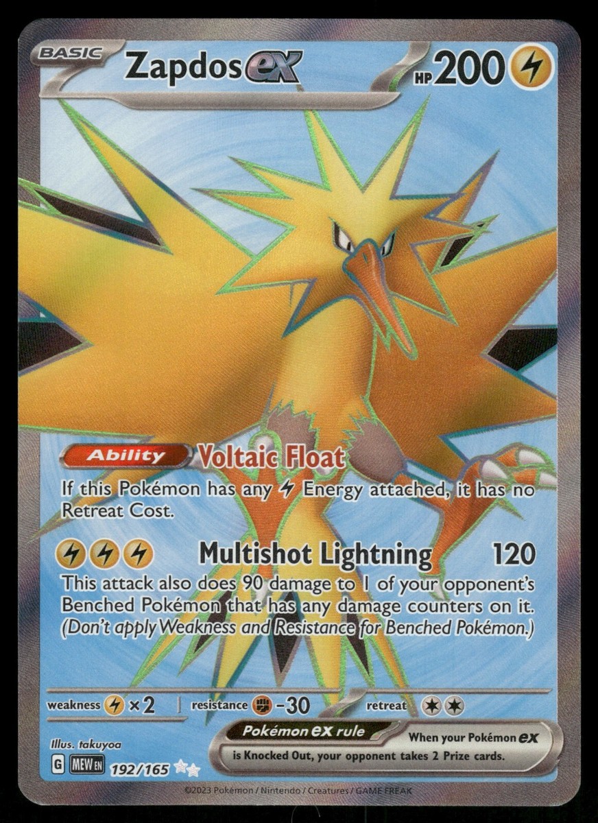Zapdos ex Full Art NM 192/165 Scarlet & Violet 151 Pokemon Card | eBay