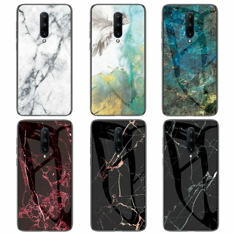 For OnePlus N200 9 8 7 Pro 7 6 5T Marble Tempered Glass Hybrid Hard Back Case - Image 2 of 4