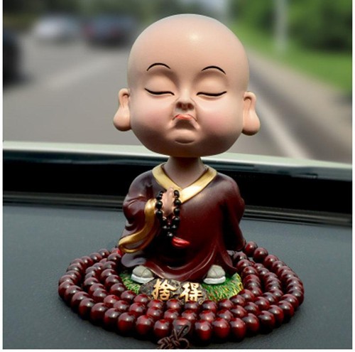 Kreatives Auto Ornament Kopfschütteln Maitreya Buddhistischer Mönch süß Auto Deko - Bild 15 von 26