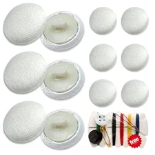 Satin Buttons, White Fabric Covered Button with Shank 10Pcs Round Satin white