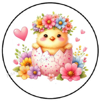 ADORABLE EASTER CHICK IN EASTER EGG ENVELOPE SEALS LABELS STICKERS PARTY FAVORS