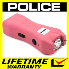 POLICE Stun Gun 618 Max Volt Rechargeable LED Flashlight Self Defense Pink
