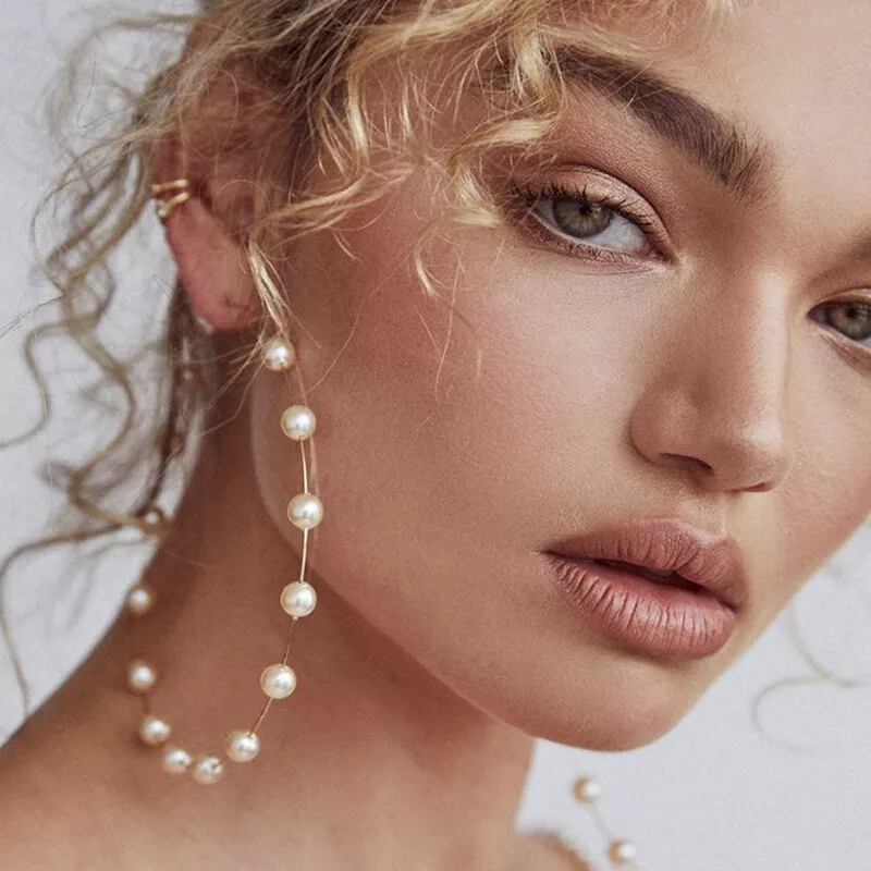 Fashion Handmad Large Big Pearl Hoop Women Bridal s Oversize Hoop Earrings Gifts