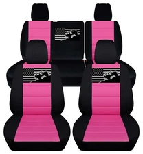 Fits 2013-2017 Jeep Wrangler JK 4 door Front and Rear seat covers W/ flag design