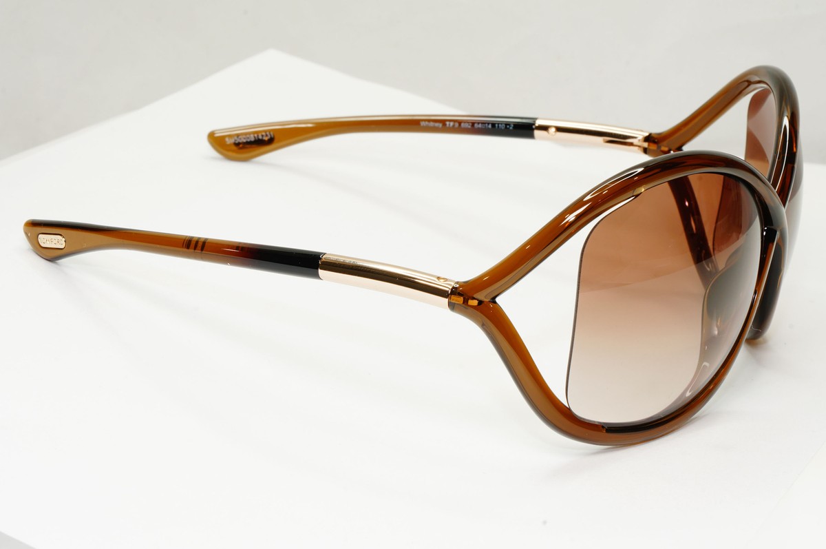 Tom Ford Whitney Sunglasses Brown Gradient Gold Large Wrap TF9