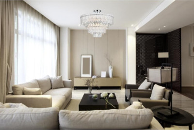Crystal Chandelier Flush Mount Chrome Living Dining Room Foyer Light Fixture 25''