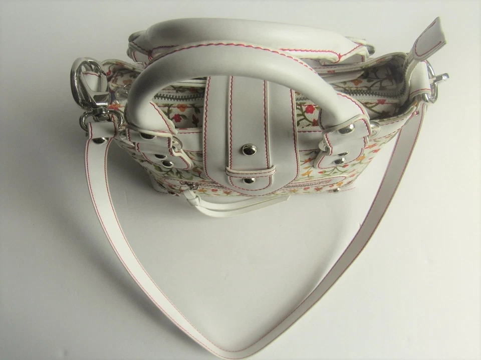 Nuevo bolso de hombro bidireccional Tua BRACCIALINI Italia estampado floral de lona y cuero Foto 3 de 4