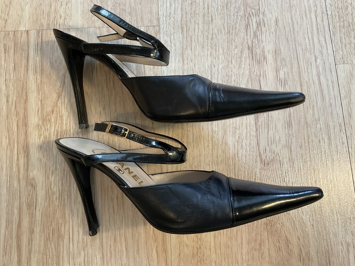CHANEL ブラック エナメル サイズ36 1/2 CHANEL Sandals Camellia EU 36 1/2 Black Used | eBay