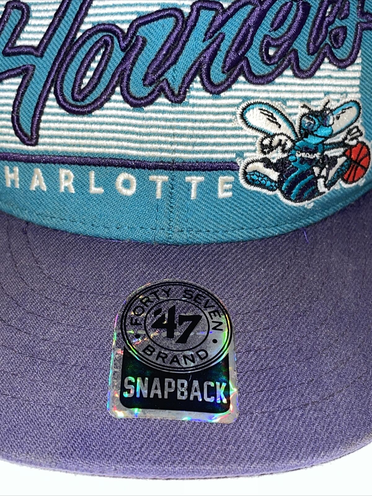 Charlotte Hornets Snapback Forty Seven 47 NBA Hat Hardwood Classics Cap Rare VTG