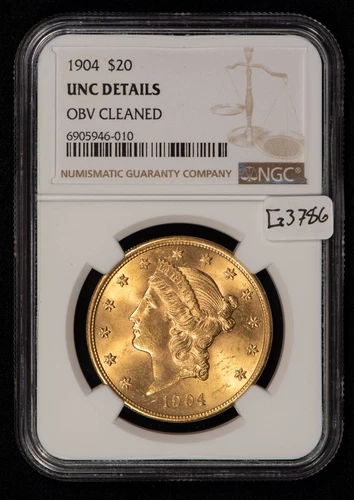 1904 G$20 Liberty Head Gold Double Eagle - Looks Original - NGC UNC Dets - G3786