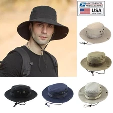Mens Womens Camo Bucket Boonie Hat Neck Cover Flap Sun Wide Brim Outdoor Cap