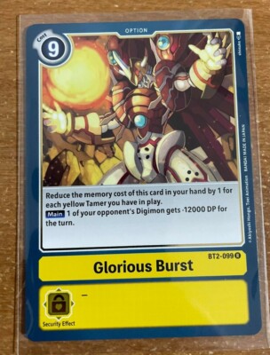 Digimon Glorious Burst BT2-099 Yellow Rare English Mint!