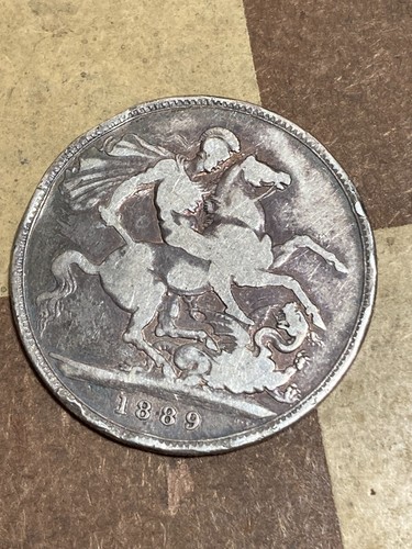 1889 GREAT BRITAIN 1 ONE CROWN SILVER COIN VICTORIA UNITED KINGDOM