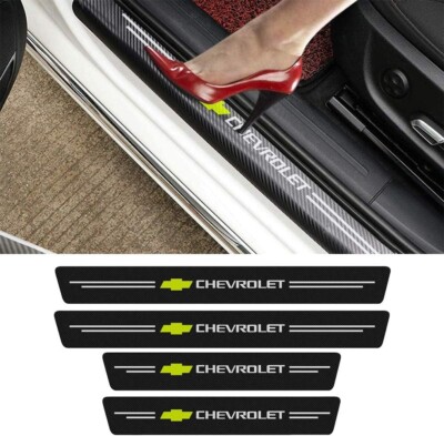 4pcs Car Door Anti Scratch Protector Sticker Carbon Fiber Sill Chevrolet Chevy