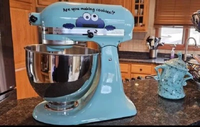 VINYL Cookie Monster & Are You Making Cookies Kitchen Aid Mixer Decal Easy Baking