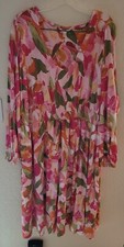 Terra & Sky Women's Smock Waist Floral Dress Pockets Size: 2X  42" L   24" pit